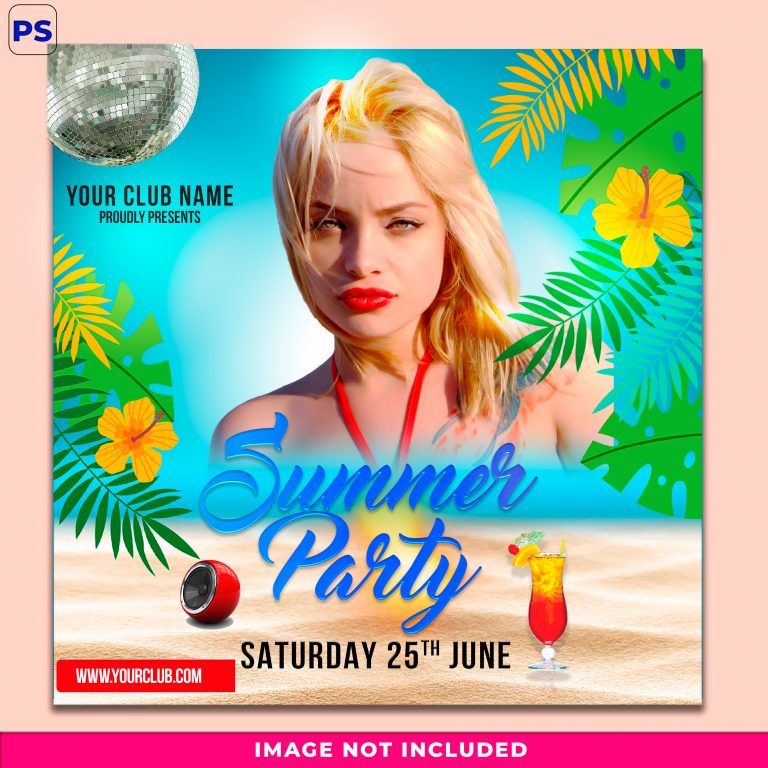 Summer beach party instagram banner template
